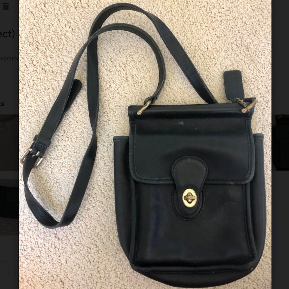 Black Vintage Coach Saddle Bag